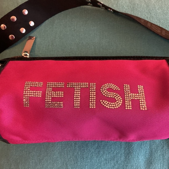 FETISH Vintage Y2K Hot Pink and Black Women's Bag with Rhinestones and Studs - Picture 7 of 9